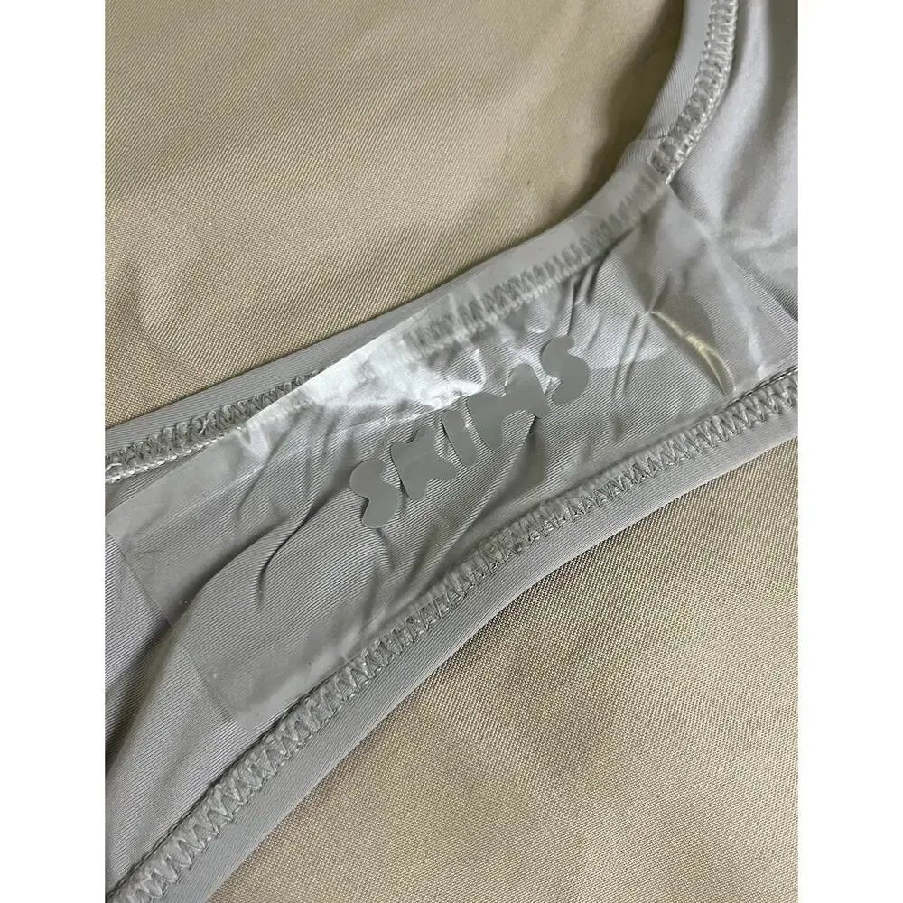 Skims Women's 2X Recycled Swim Dipped Dippy Tie String Bikini Bottoms Chrome NEW